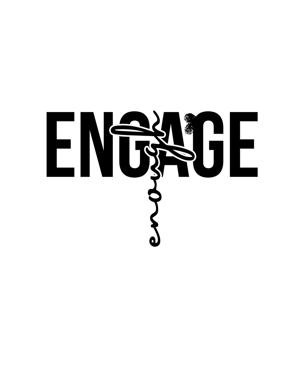 ENGAGE Minimalist Line Art T-Shirt | Unisex Aesthetic Streetwear |Modern Motivational Graphic Tee