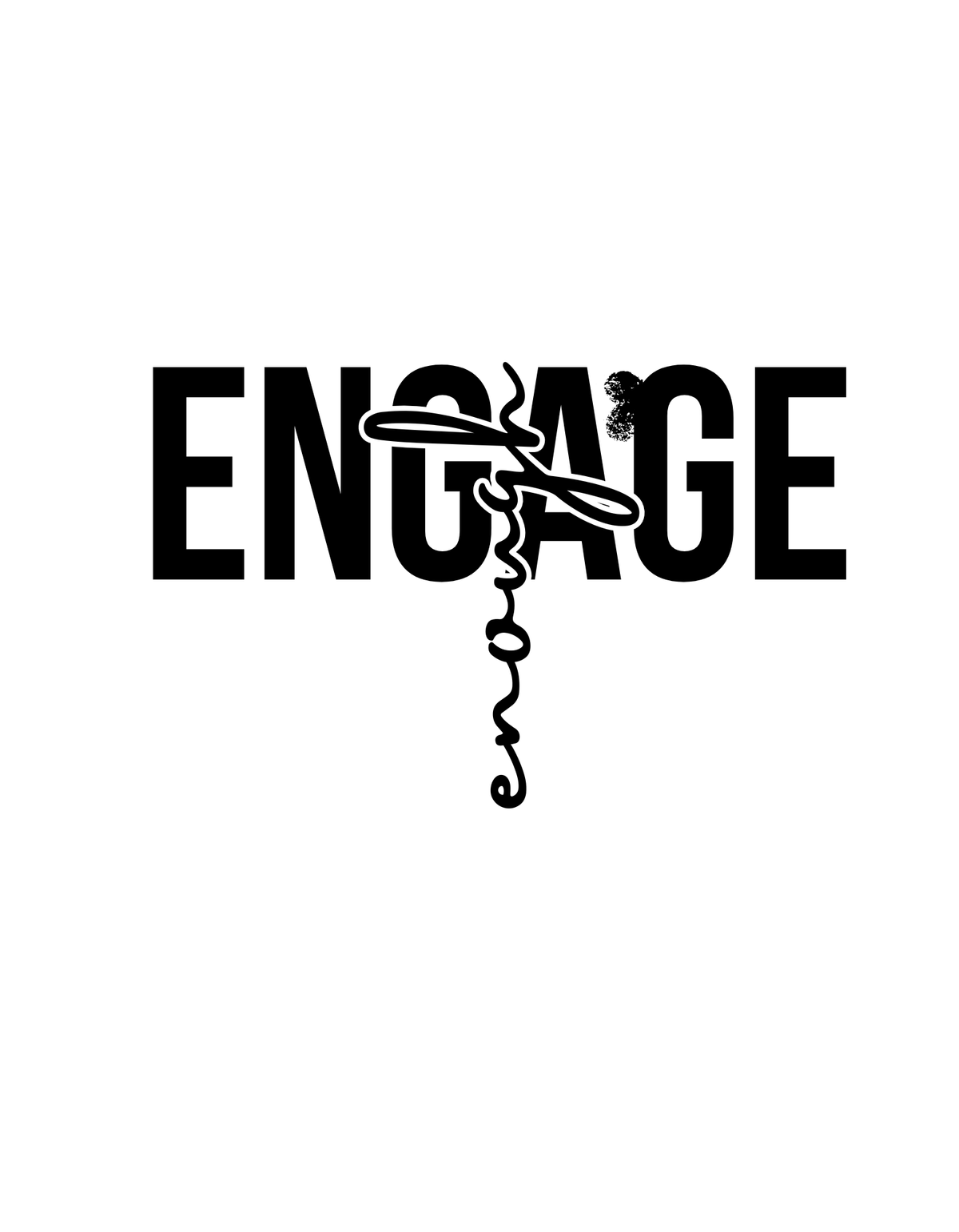 ENGAGE Minimalist Line Art T-Shirt | Unisex Aesthetic Streetwear |Modern Motivational Graphic Tee